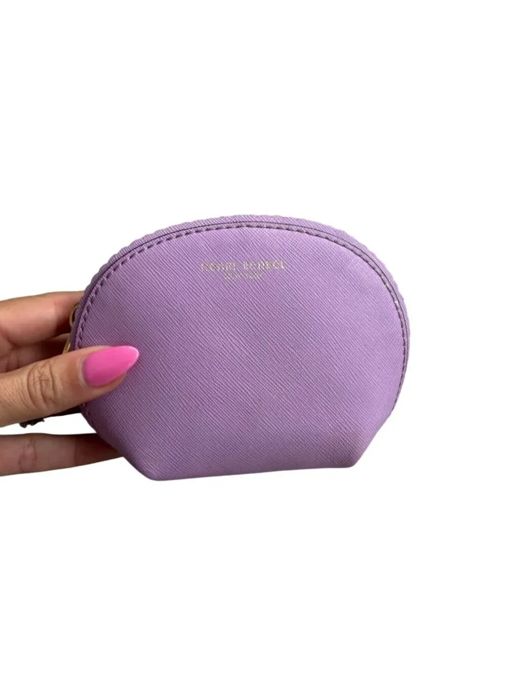 HENRI BENDEL Lavender Leather Small Cosmetic Makeup Bag Pouch